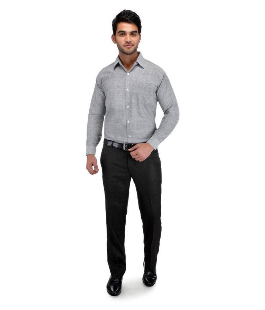 Men's Khadi Grey Formal Regular Fit Shirt